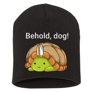 Behold Dog Funny Turtle Wearing A Priest Hat Short Acrylic Beanie