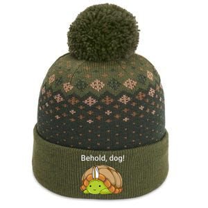 Behold Dog Funny Turtle Wearing A Priest Hat The Baniff Cuffed Pom Beanie