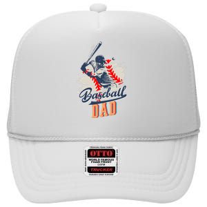 Baseball Dad Fathers Day High Crown Mesh Back Trucker Hat