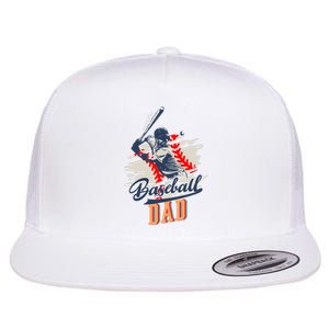 Baseball Dad Fathers Day Flat Bill Trucker Hat