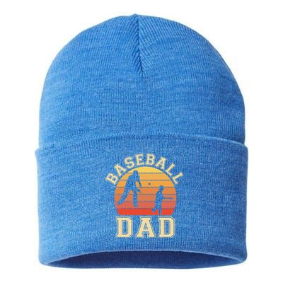 Baseball Dad Father Son Proud Daddy Papa Grandpa Sports Gift Sustainable Knit Beanie