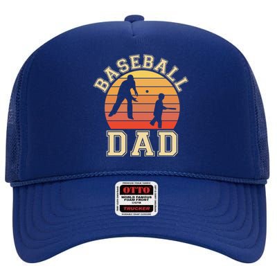 Baseball Dad Father Son Proud Daddy Papa Grandpa Sports Gift High Crown Mesh Back Trucker Hat