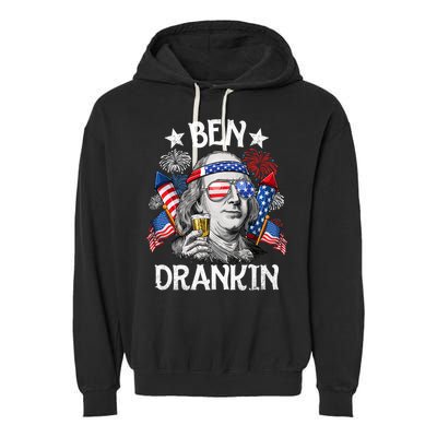 Ben Drankin Funny 4th Of July Shirts Fireworks Patriotic Garment-Dyed Fleece Hoodie