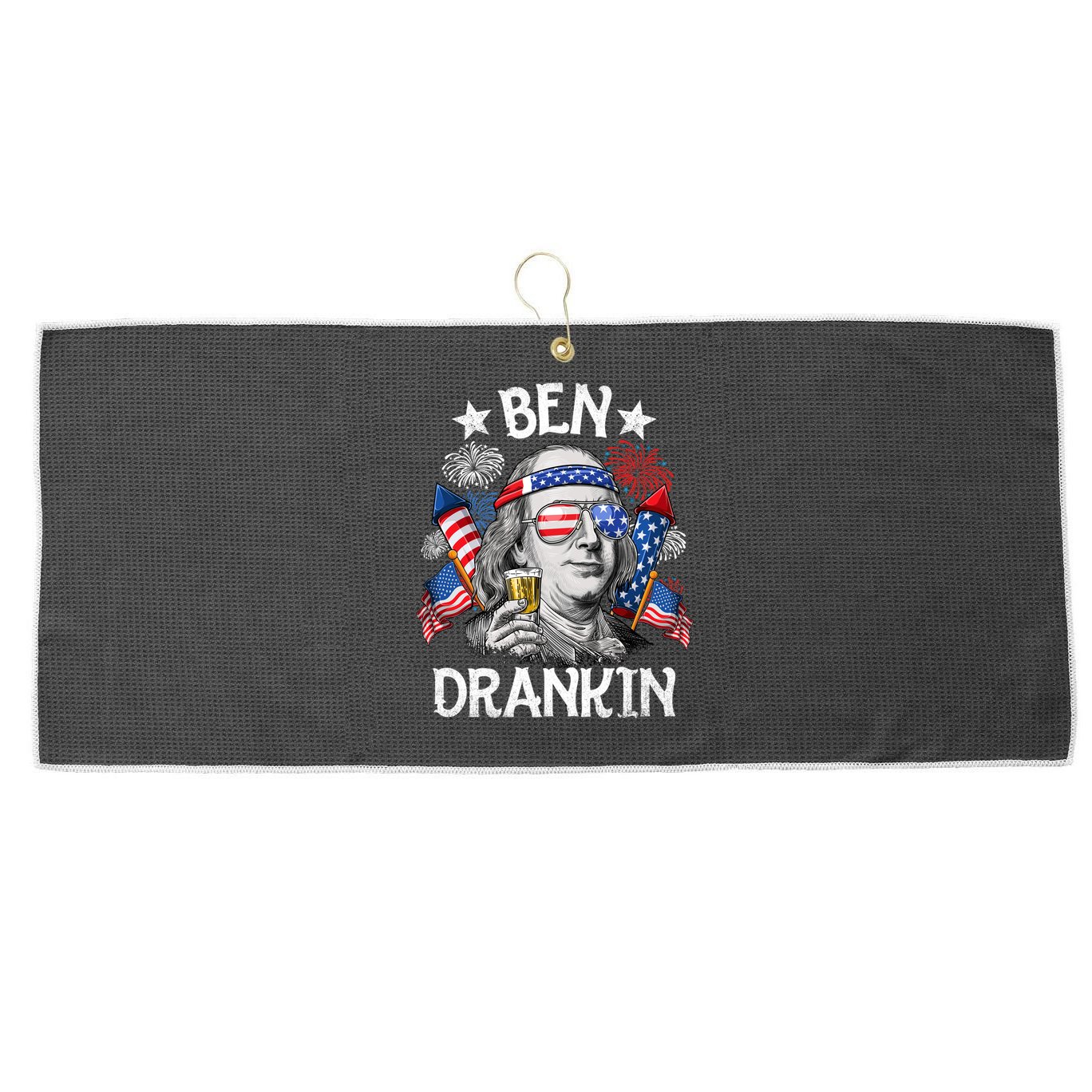 Ben Drankin Funny 4th Of July Shirts Fireworks Patriotic Large Microfiber Waffle Golf Towel