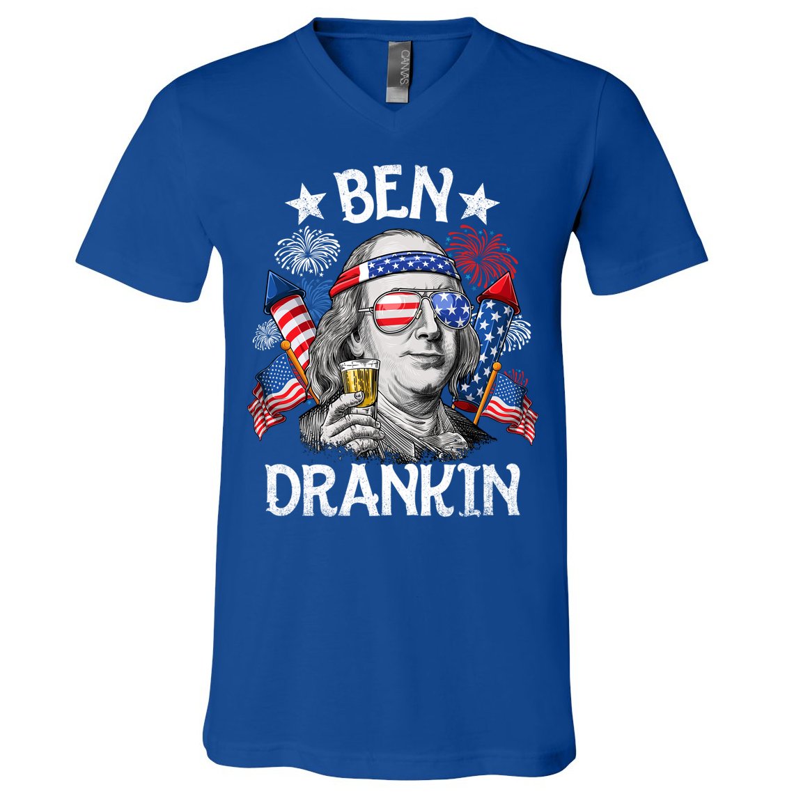 Ben Drankin Funny 4th Of July Shirts Fireworks Patriotic V-Neck T-Shirt