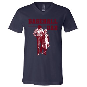 Baseball Design For Baseball Player And Baseball Daddy Dad Gift V-Neck T-Shirt