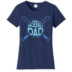 Baseball Dad Father Baseballer Daddy Papa Fathers Day Women's T-Shirt