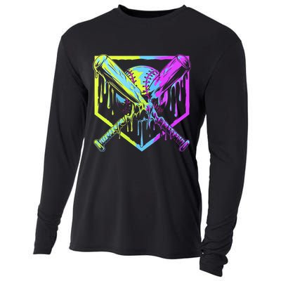 Baseball Drip For Bo.y.s Ice Cream Drip Yout.h Boy.s Baseball Cooling Performance Long Sleeve Crew