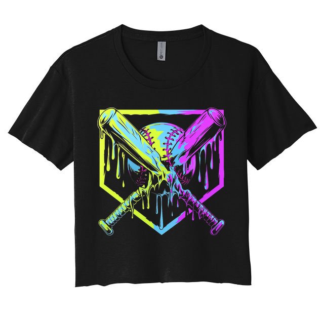 Baseball Drip For Bo.y.s Ice Cream Drip Yout.h Boy.s Baseball Women's Crop Top Tee