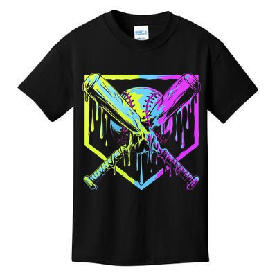 Baseball Drip For Bo.y.s Ice Cream Drip Yout.h Boy.s Baseball Kids T-Shirt