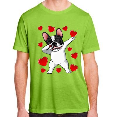 Brindle Dabbing French Bulldog Heart Valentines Day Gift Cute Gift Adult ChromaSoft Performance T-Shirt