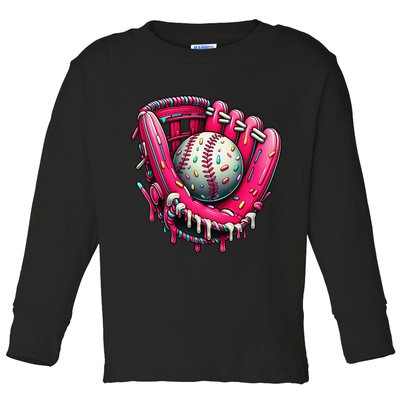 Baseball Drip For Ice Cream Drip Baseball Toddler Long Sleeve Shirt