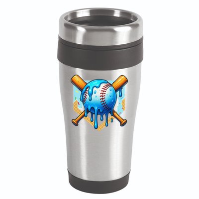 Baseball Drip For Ice Cream Drip Baseball 16oz Travel Tumbler