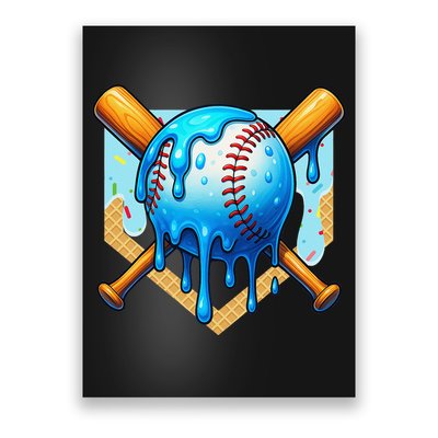 Baseball Drip For Ice Cream Drip Baseball Poster
