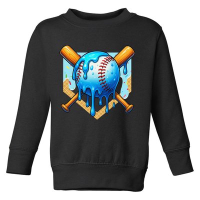 Baseball Drip For Ice Cream Drip Baseball Toddler Sweatshirt
