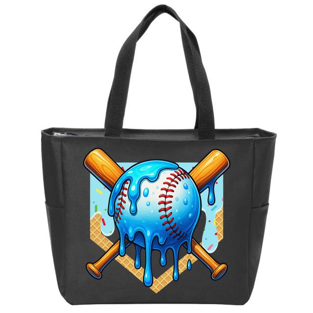 Baseball Drip For Ice Cream Drip Baseball Zip Tote Bag