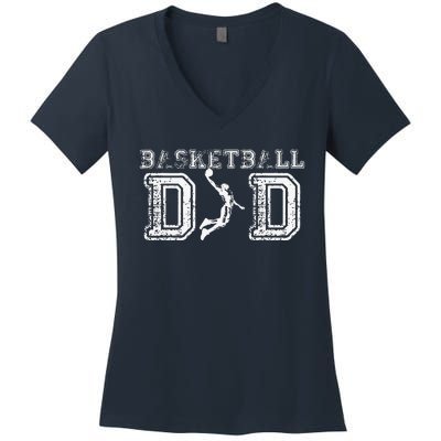 Basketball Dad Fathers Day Gift For Daddy Papa Father Women's V-Neck T-Shirt