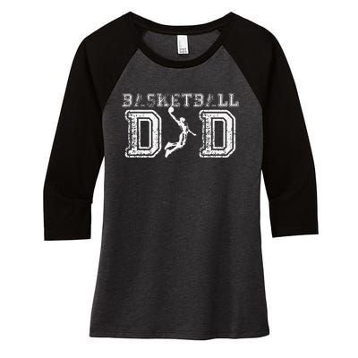 Basketball Dad Fathers Day Gift For Daddy Papa Father Women's Tri-Blend 3/4-Sleeve Raglan Shirt