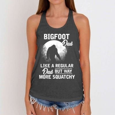 Bigfoot Dad Funny Sasquatch Bigfoot Fathers Day Women's Knotted Racerback Tank