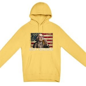 Ben Drankin Funny Beer 4th Of July Retro Usa Flag 4 July Premium Pullover Hoodie