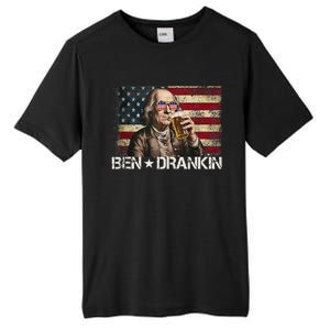 Ben Drankin Funny Beer 4th Of July Retro Usa Flag 4 July Tall Fusion ChromaSoft Performance T-Shirt