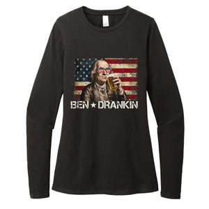 Ben Drankin Funny Beer 4th Of July Retro Usa Flag 4 July Womens CVC Long Sleeve Shirt