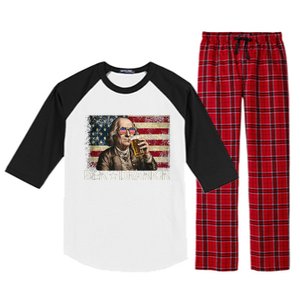 Ben Drankin Funny Beer 4th Of July Retro Usa Flag 4 July Raglan Sleeve Pajama Set