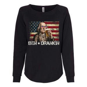 Ben Drankin Funny Beer 4th Of July Retro Usa Flag 4 July Womens California Wash Sweatshirt