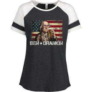 Ben Drankin Funny Beer 4th Of July Retro Usa Flag 4 July Enza Ladies Jersey Colorblock Tee