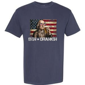 Ben Drankin Funny Beer 4th Of July Retro Usa Flag 4 July Garment-Dyed Heavyweight T-Shirt