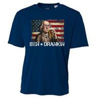 Ben Drankin Funny Beer 4th Of July Retro Usa Flag 4 July Cooling Performance Crew T-Shirt