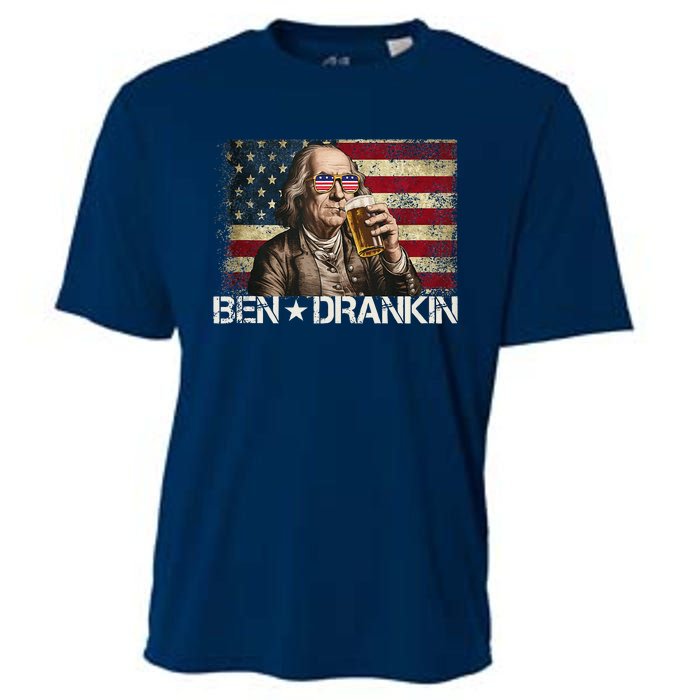 Ben Drankin Funny Beer 4th Of July Retro Usa Flag 4 July Cooling Performance Crew T-Shirt