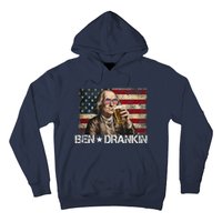 Ben Drankin Funny Beer 4th Of July Retro Usa Flag 4 July Hoodie