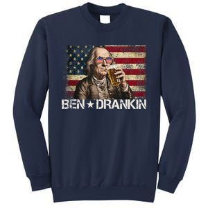 Ben Drankin Funny Beer 4th Of July Retro Usa Flag 4 July Sweatshirt