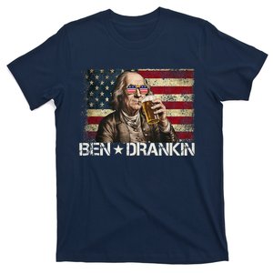 Ben Drankin Funny Beer 4th Of July Retro Usa Flag 4 July T-Shirt