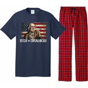 Ben Drankin Funny Beer 4th Of July Retro Usa Flag 4 July Pajama Set