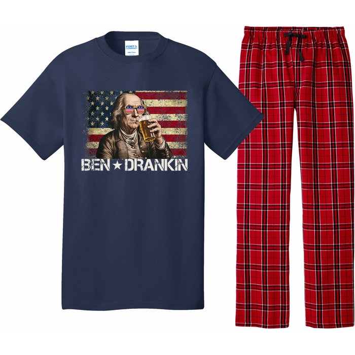 Ben Drankin Funny Beer 4th Of July Retro Usa Flag 4 July Pajama Set