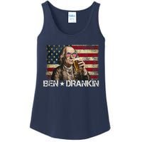 Ben Drankin Funny Beer 4th Of July Retro Usa Flag 4 July Ladies Essential Tank