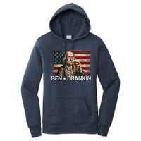 Ben Drankin Funny Beer 4th Of July Retro Usa Flag 4 July Women's Pullover Hoodie