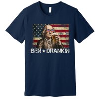 Ben Drankin Funny Beer 4th Of July Retro Usa Flag 4 July Premium T-Shirt