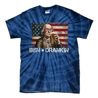 Ben Drankin Funny Beer 4th Of July Retro Usa Flag 4 July Tie-Dye T-Shirt