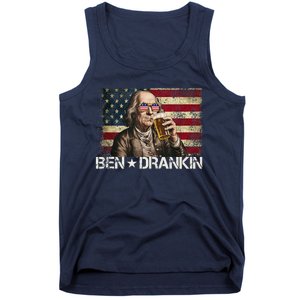 Ben Drankin Funny Beer 4th Of July Retro Usa Flag 4 July Tank Top