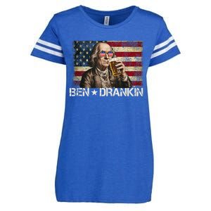 Ben Drankin Funny Beer 4th Of July Retro Usa Flag 4 July Enza Ladies Jersey Football T-Shirt