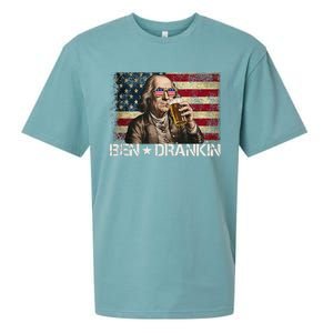 Ben Drankin Funny Beer 4th Of July Retro Usa Flag 4 July Sueded Cloud Jersey T-Shirt