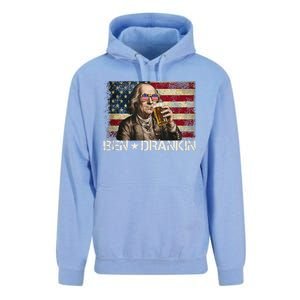 Ben Drankin Funny Beer 4th Of July Retro Usa Flag 4 July Unisex Surf Hoodie