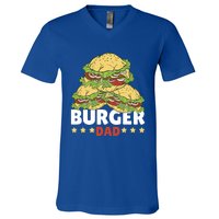 Burger Dad For Fast Food For Father's Day Gift V-Neck T-Shirt