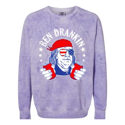 Ben Drankin Funny 4th Of July American Flag Usa Patriotic Gift Colorblast Crewneck Sweatshirt