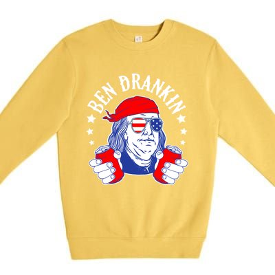 Ben Drankin Funny 4th Of July American Flag Usa Patriotic Gift Premium Crewneck Sweatshirt