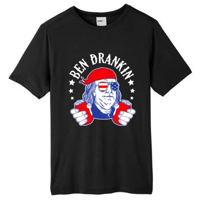 Ben Drankin Funny 4th Of July American Flag Usa Patriotic Gift Tall Fusion ChromaSoft Performance T-Shirt