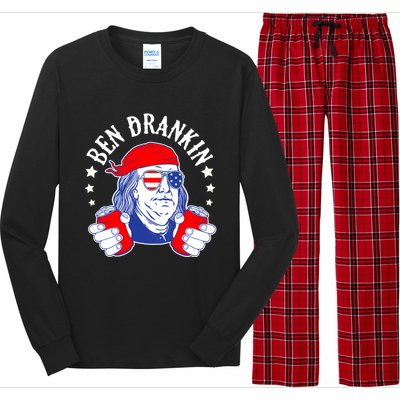 Ben Drankin Funny 4th Of July American Flag Usa Patriotic Gift Long Sleeve Pajama Set